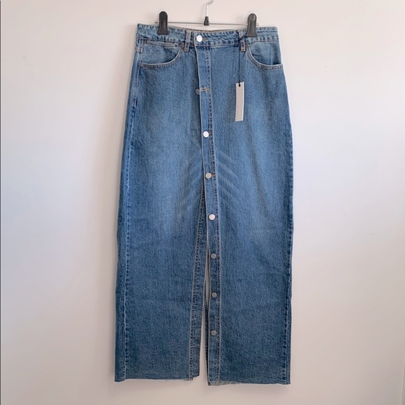 BNWT Habitual Women's Asymmetric Button-Up Denim Maxi Skirt size 6/28 - Picture 2 of 3